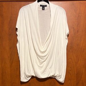 White House Black Market White Open Front Short Sleeve Top